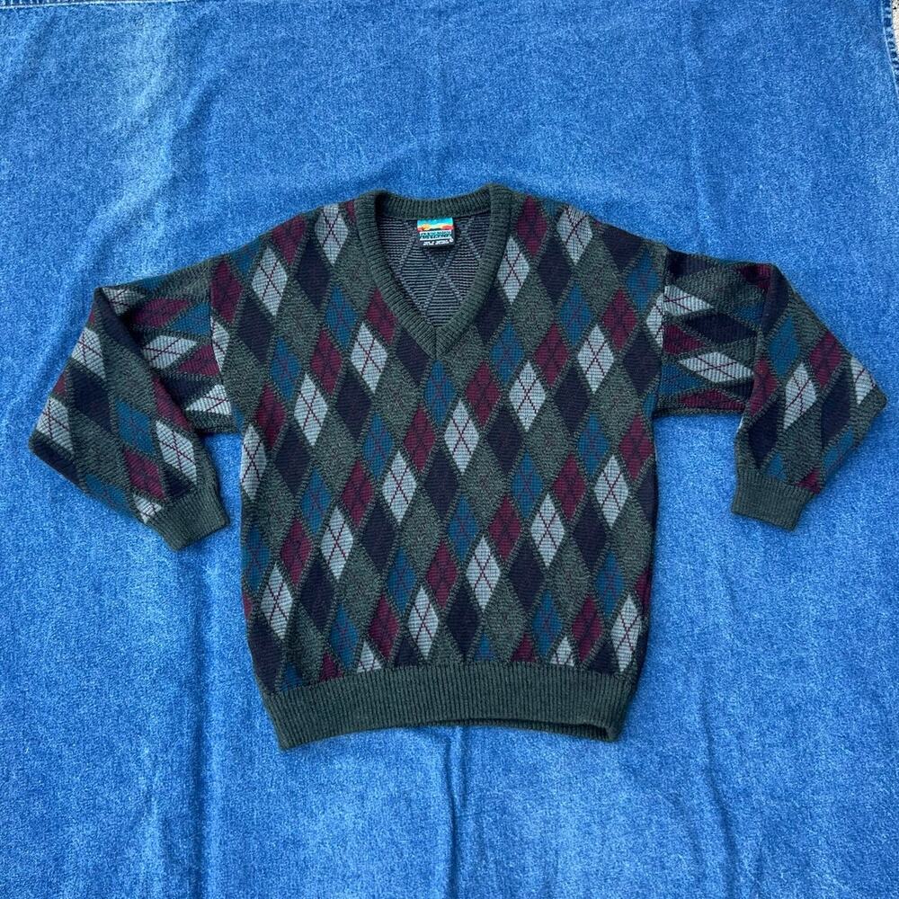 Far Horizons Australia wool argyle pullover v neck sweater